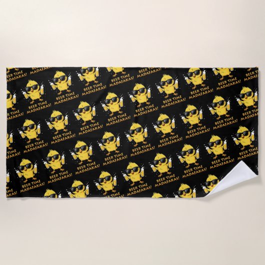 Serviette De Plage Beer Time Madafakas Drôle Mème Duck Goose Retro (Devant)