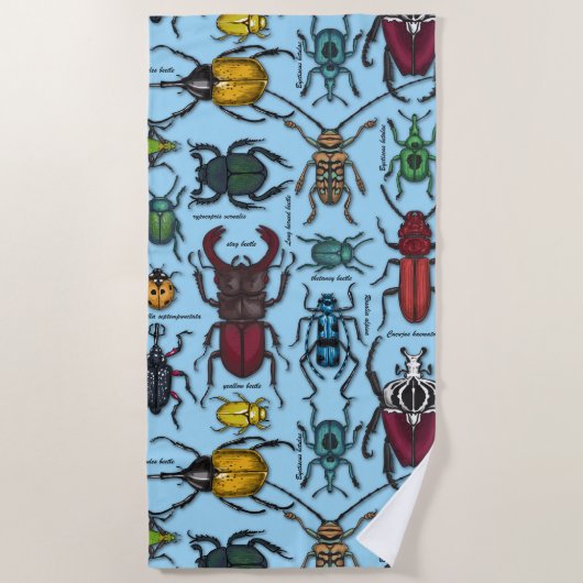 Serviette De Plage Beetons sur bleu (Devant)