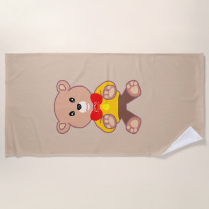 Serviette De Plage Beige mignon Bowtie Teddy Bear