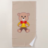 Serviette De Plage Beige mignon Bowtie Teddy Bear (Devant)