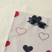 Serviette De Plage Beige & red Heart Seamless Pattern Cute Minimal (En situation)