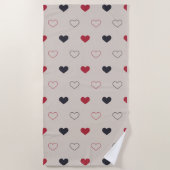 Serviette De Plage Beige & red Heart Seamless Pattern Cute Minimal (Devant)