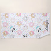 Serviette De Plage beignets animaux et saupoudrer mignon monogramme (Devant)
