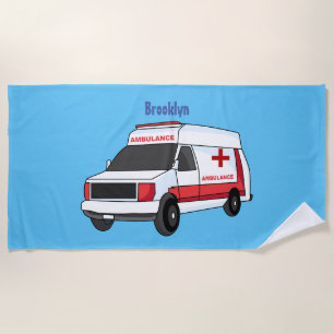 Serviette De Plage Belle ambulance rouge caricature van