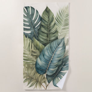 Serviette De Plage Belle aquarelle Foliage Tropical Banane, Palme