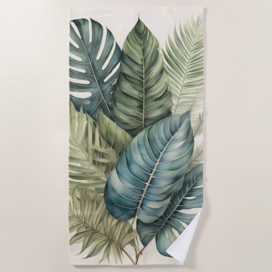 Serviette De Plage Belle aquarelle Foliage Tropical Banane, Palme (Devant)