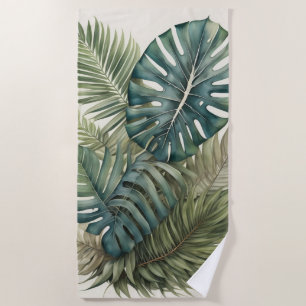 Serviette De Plage Belle aquarelle Foliage Tropical Monstera