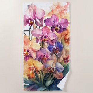 Serviette De Plage Belle Aquarelle Orchidées
