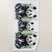 Serviette De Plage Belle aquarelle Panda Ours (Devant)