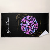 Serviette De Plage Belle Aquarelle Papillons avec Boule d'Or (Devant)