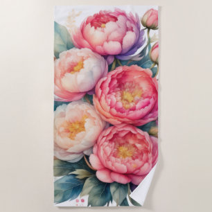 Serviette De Plage Belle aquarelle Peonies roses