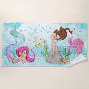 Serviette De Plage Belle aquarelle Petites sirènes