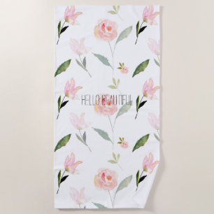 Serviette De Plage Belle aquarelle rose florale