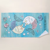 Serviette De Plage Belle aquarelle verte Tao de Meowmaids (Devant)