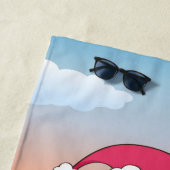 Serviette De Plage Belle caricature Flamingo de Noël sur la plage (En situation)