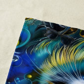 Serviette De Plage Belle Chat Mystique en Blues et Golds (En situation)