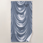 Serviette De Plage Belle Drape Soft Bleau Élégant Monogramme Motif (Devant)