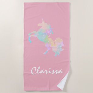 Serviette De Plage Belle et colorée licorne