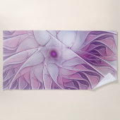 Serviette De Plage Belle Fleur rose moderne Fractal Art Abstrait (Devant)