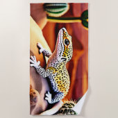 Serviette De Plage Belle léopard du désert Gecko Design (Devant)