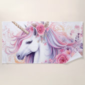 Serviette De Plage Belle licorne florale (Devant)