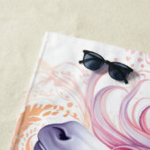 Serviette De Plage Belle licorne florale (En situation)