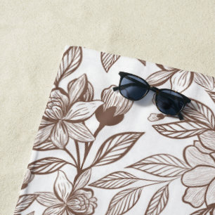 Serviette De Plage Belle Mocha Mousse Vintage Floral