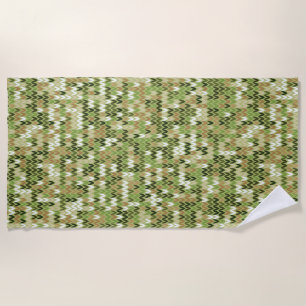 Serviette De Plage Belle motif en tricot de mamie vert olive