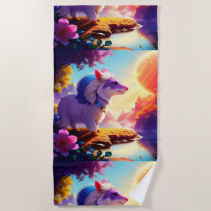Serviette De Plage Belle Rivière Animale Ensoleillée