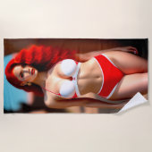 Serviette De Plage Belle rousse fille illustration Beach Towel (Devant)