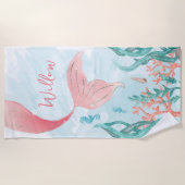 Serviette De Plage Belle Sirène Fille Anniversaire Plage Serviette Fa (Devant)