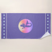 Serviette De Plage Belle Sirène Silhouette & Étoiles (Devant)