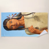 Serviette De Plage Belle tenue autochtone amérindienne (Devant)