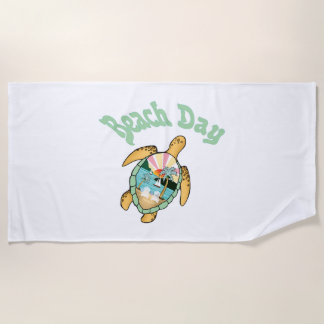 Serviette De Plage Belle Tortue De Mer Dans L'Eau