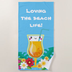 Serviette De Plage Belle vie de plage cocktail ajouter le message