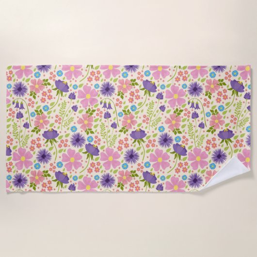 Serviette De Plage Belles fleurs de printemps (Devant)