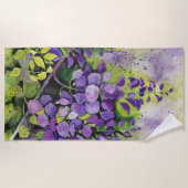 Serviette De Plage Belles Fleurs De Wisteria En Aquarelle (Devant)