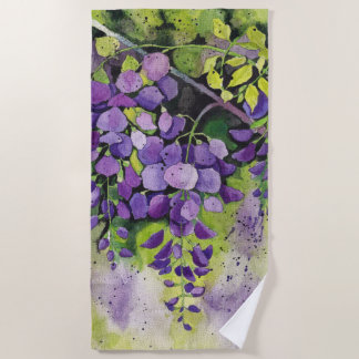 Serviette De Plage Belles Fleurs De Wisteria En Aquarelle