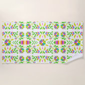 Serviette De Plage Belles fleurs exotiques mexicaines (Devant)