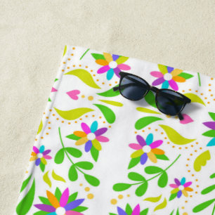 Serviette De Plage Belles fleurs exotiques mexicaines