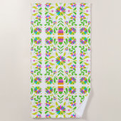 Serviette De Plage Belles fleurs exotiques mexicaines (Devant)