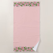 Serviette De Plage Belles fleurs roses sur rose clair (Devant)