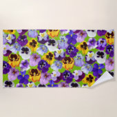 Serviette De Plage Belles Pansies de Printemps (Devant)