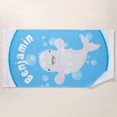 Serviette De Plage Béluga mignon bulles dessin de dessin animé (Devant)