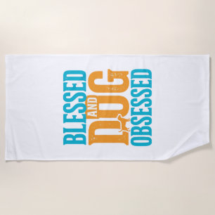 Serviette De Plage Bénie et obsédée de chien Design vintage pour amou