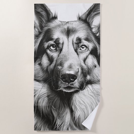 Serviette De Plage Berger Allemand (Devant)