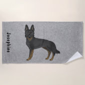 Serviette De Plage Berger Allemand Bi-Noir Cute Dog Avec Nom Personna (Devant)