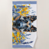 Serviette De Plage berger allemand dans le jardin fleuri art (Devant)