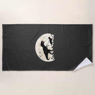 Serviette De Plage Berger Allemand Halloween Dinosaure Silhouette Lun