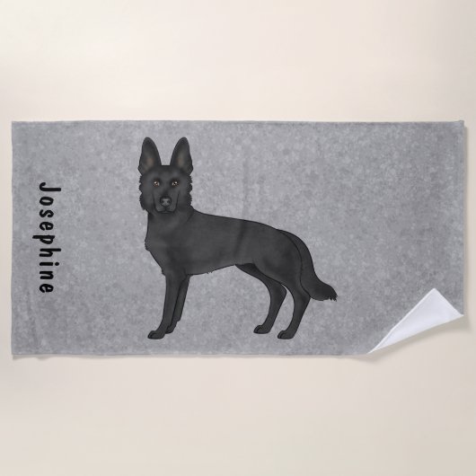 Serviette De Plage Berger Allemand Noir Chien mignon Avec Nom Personn (Devant)